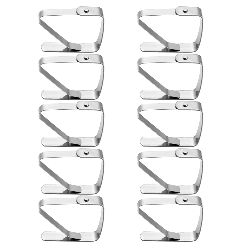 10Pcs Stainless Steel Tablecloth Clips Table Cloth Clamps Holders (Silver)