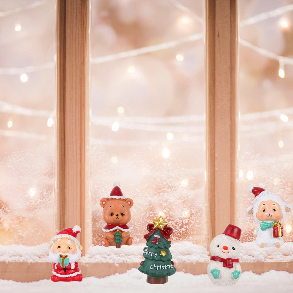 5Pcs Christmas Decorate Resin Mini Figurine Christmas Resin Toys Micro Landscape Decor