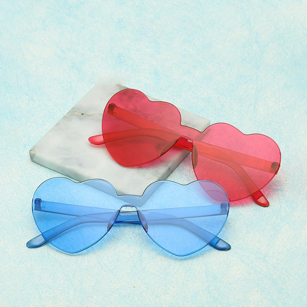 14pcs Heart Shape Sunglasses Rimless Heart Glasses Frameless Trendy Sunglasses