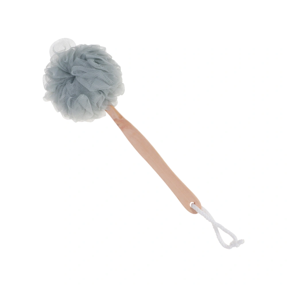 3Pcs Wooden Long Handle Bath Balls Portable Bath Brushes Bath Flower Towels Shower Back Scrubber Grey