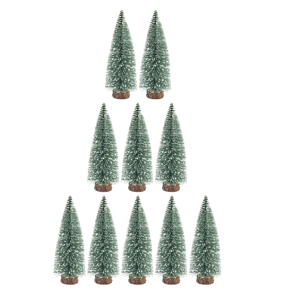 10Pcs 20Cm Mini Christmas Tree Decor with Snow Covered Pine DIY Ornaments for Home Party Bar