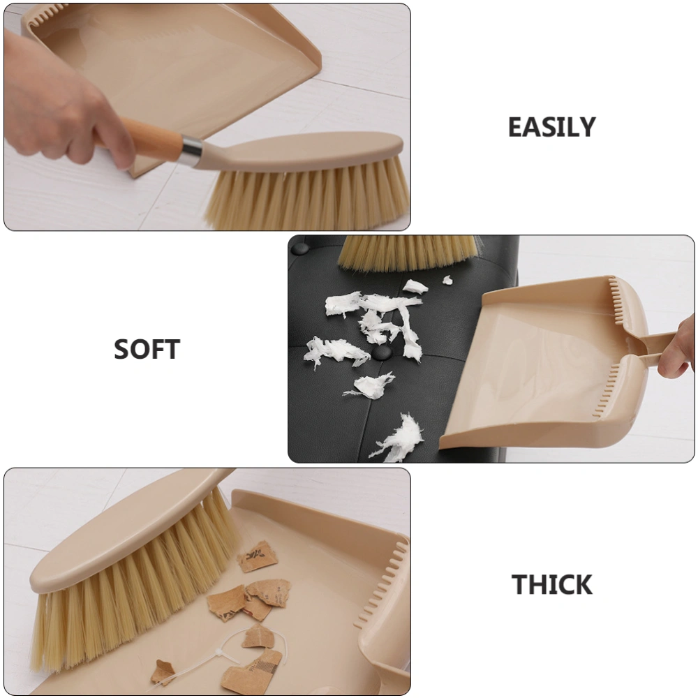 1 Set 2Pcs Desktop Cleaning Broom Mini Dustpan Cleaning Supplies (Beige)