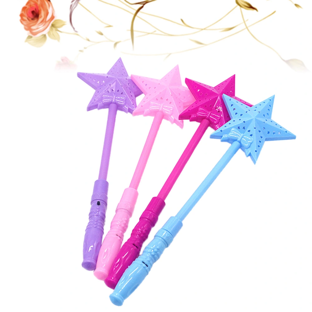 10pcs LED Colorful Luminous Hollow Five-pointed Star Shaped Flashing Stick Fairy Sticks for Concert Cheering Props Party Supplies(Random Color)