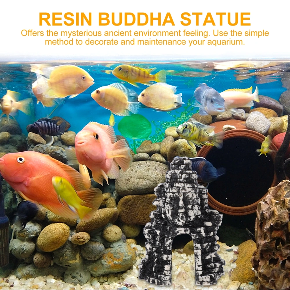 Fish Tank Landscaping Zen Buddha Statue Aquarium Resin Decorative Stone Ornament