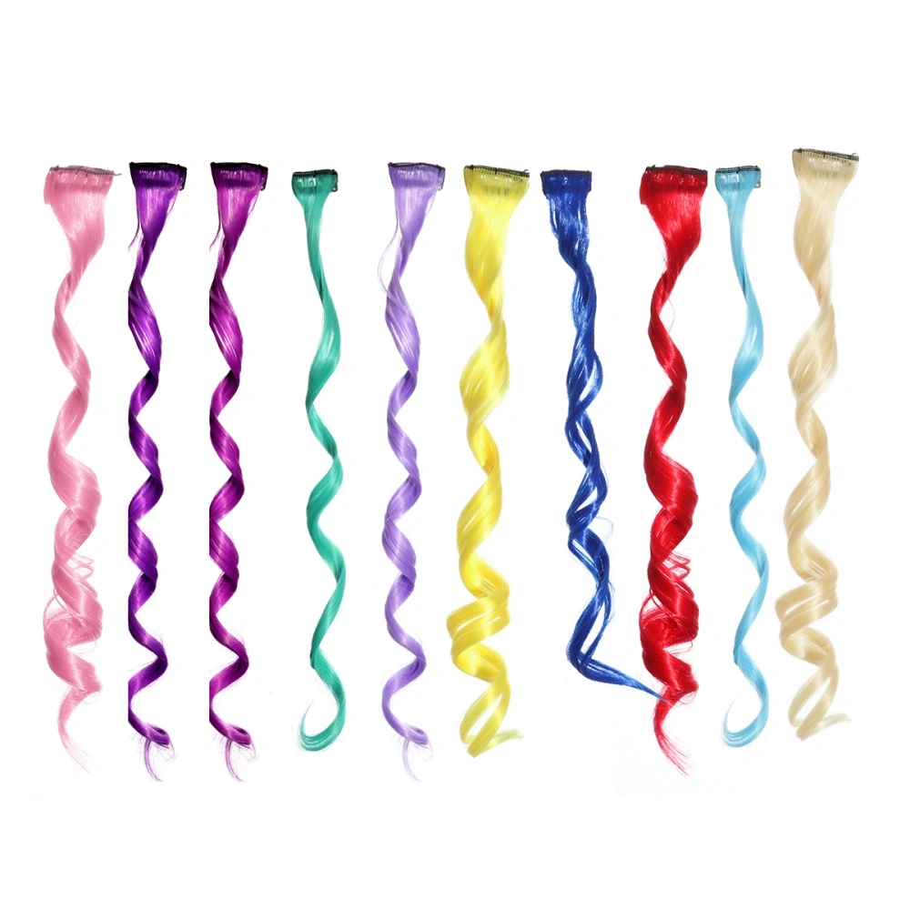 24 Pcs Colored Clip in Hair Extensions Curly Fake Hair Pieces Fashion Hairpieces for Party Highlights