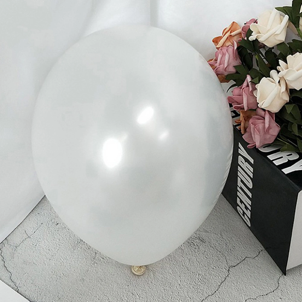 100pcs 12 inch 2.8g Latex Balloon Helium Round Balloons Thick Pearl Balloons Party Wedding Decoration(Pearl White)