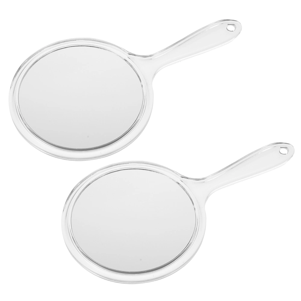 2Pcs Handheld Makeup Mirror Double-sided Mirror Portable Cosmetic Mirror Hand Round Mirror