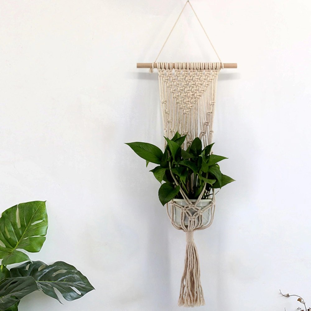 Indoor Wall Hanging Cotton Rope Basket Succulents Flower Pot Planting Green Plant Tray Sling Pendant Bohemian Tapestry