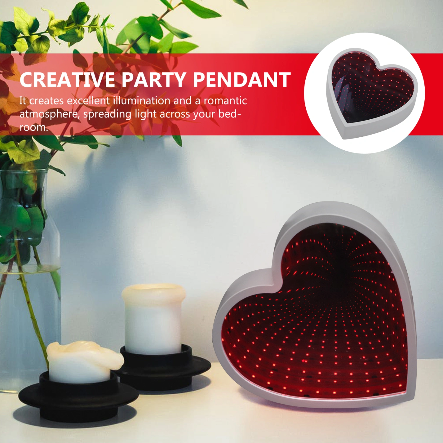 Desktop LED Night Light Valentine's Day Heart Modeling Light Tunnel Mirror Lamp