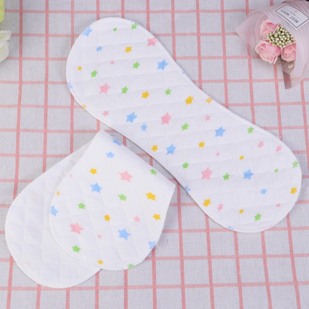 25pcs Infant Cloth Diapers Peanut Shaped 3-layer Insert Baby Nappy Use Water Absorbent Breathable Diaper(White Star Pattern Size-S)