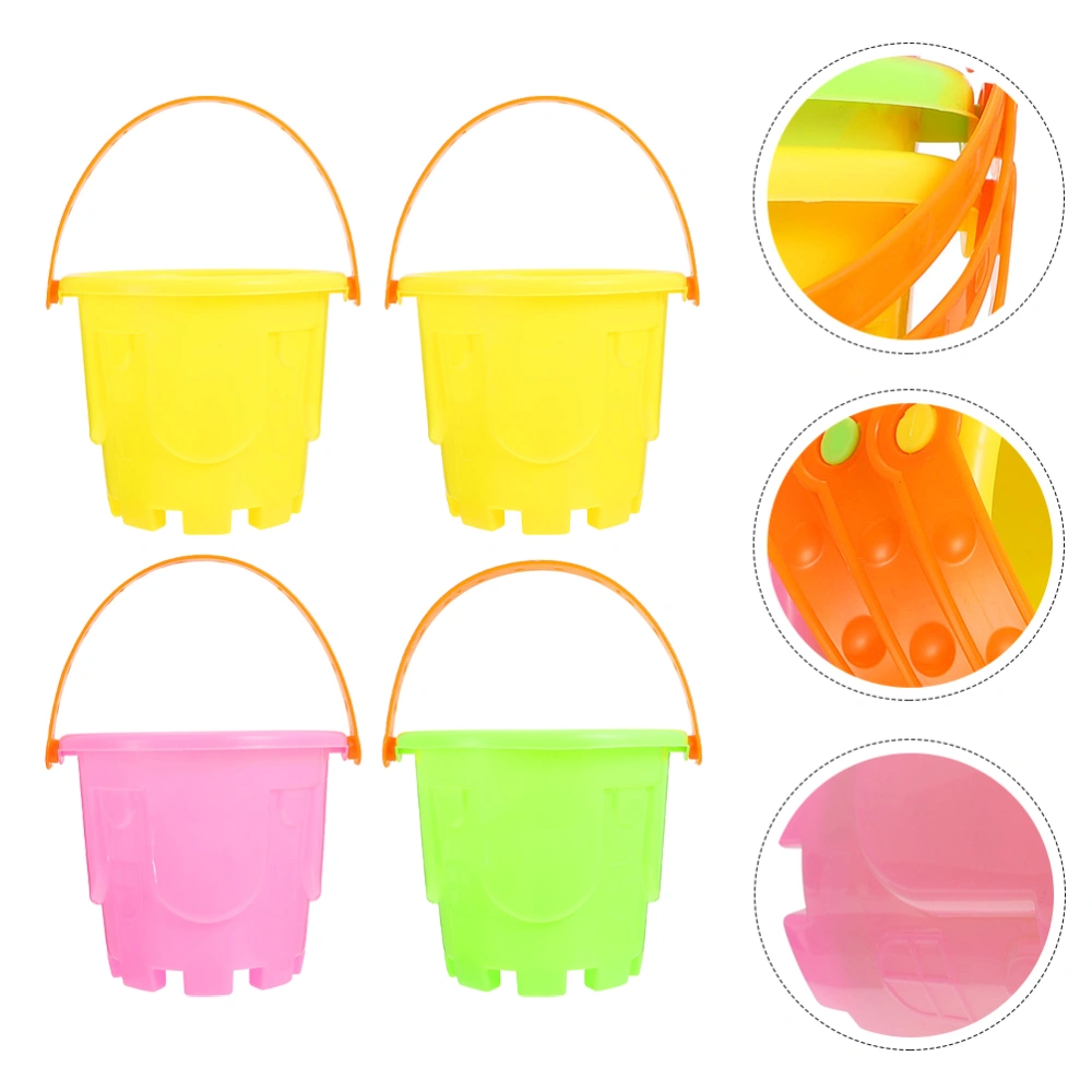 4pcs Kids Plastic Beach Bucket Toys Child Sand Bucket Mini Bucket Toys