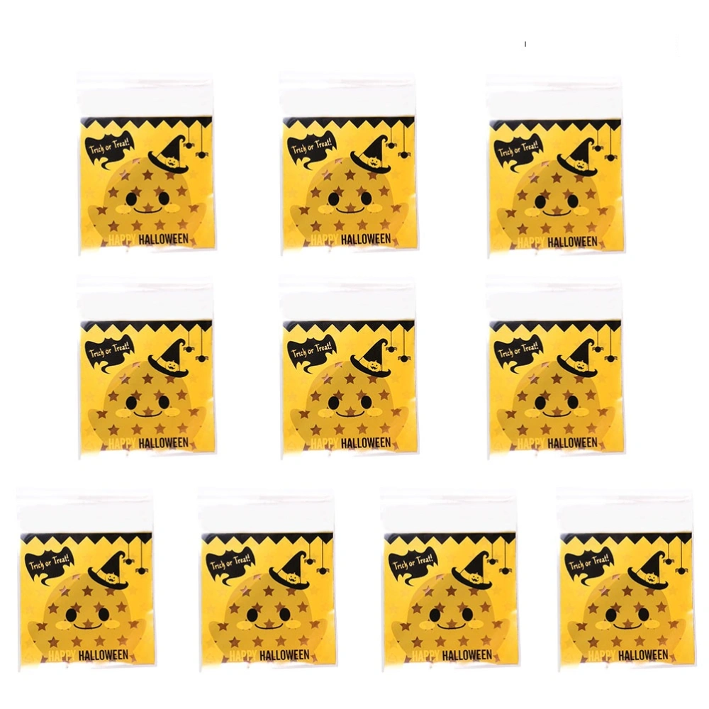 400Pcs Halloween Decorative Ghost with Pumpkin Hat Cookie OPP Bags Plastic Self-adhesive Candy Packaging Bags Party Favors for Snacks