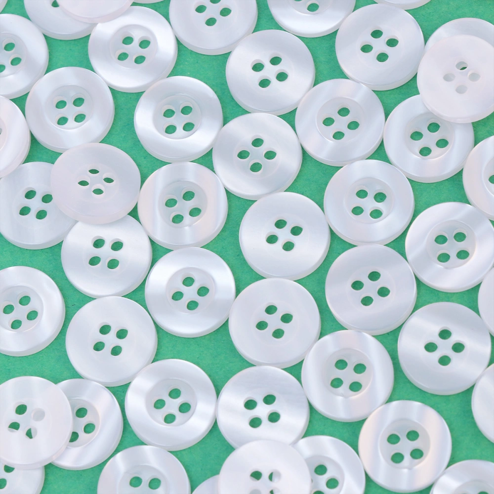 1000pcs 4 Holes Buttons Round Button Sewing Craft Buttons Replacement Button for Shirts Skirts(White)