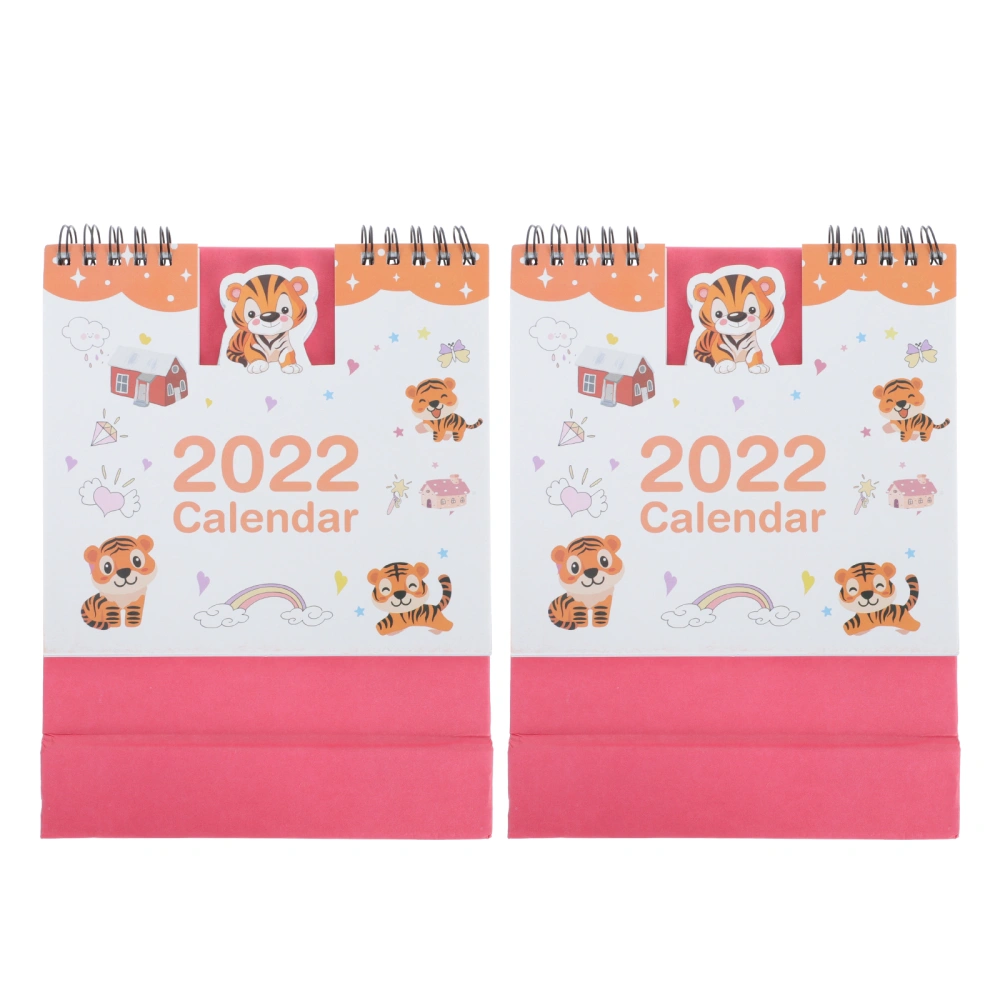 2pcs Small Desktop Calendar 2022 Decorative Calendar Planner Schedule Book