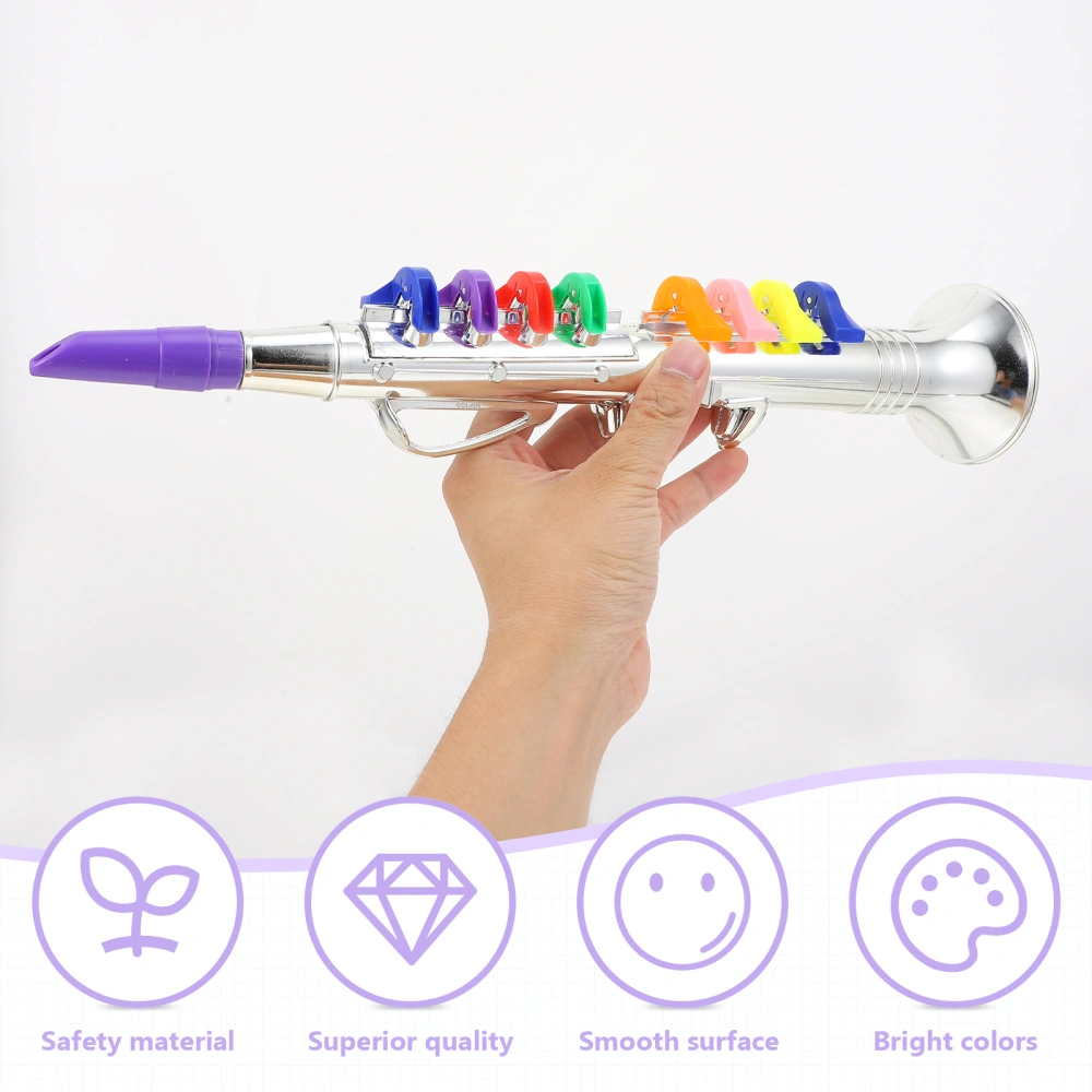 1 Pc Practical Simulation Music Saxophone Model Children's Toy Trumpet (Silver)