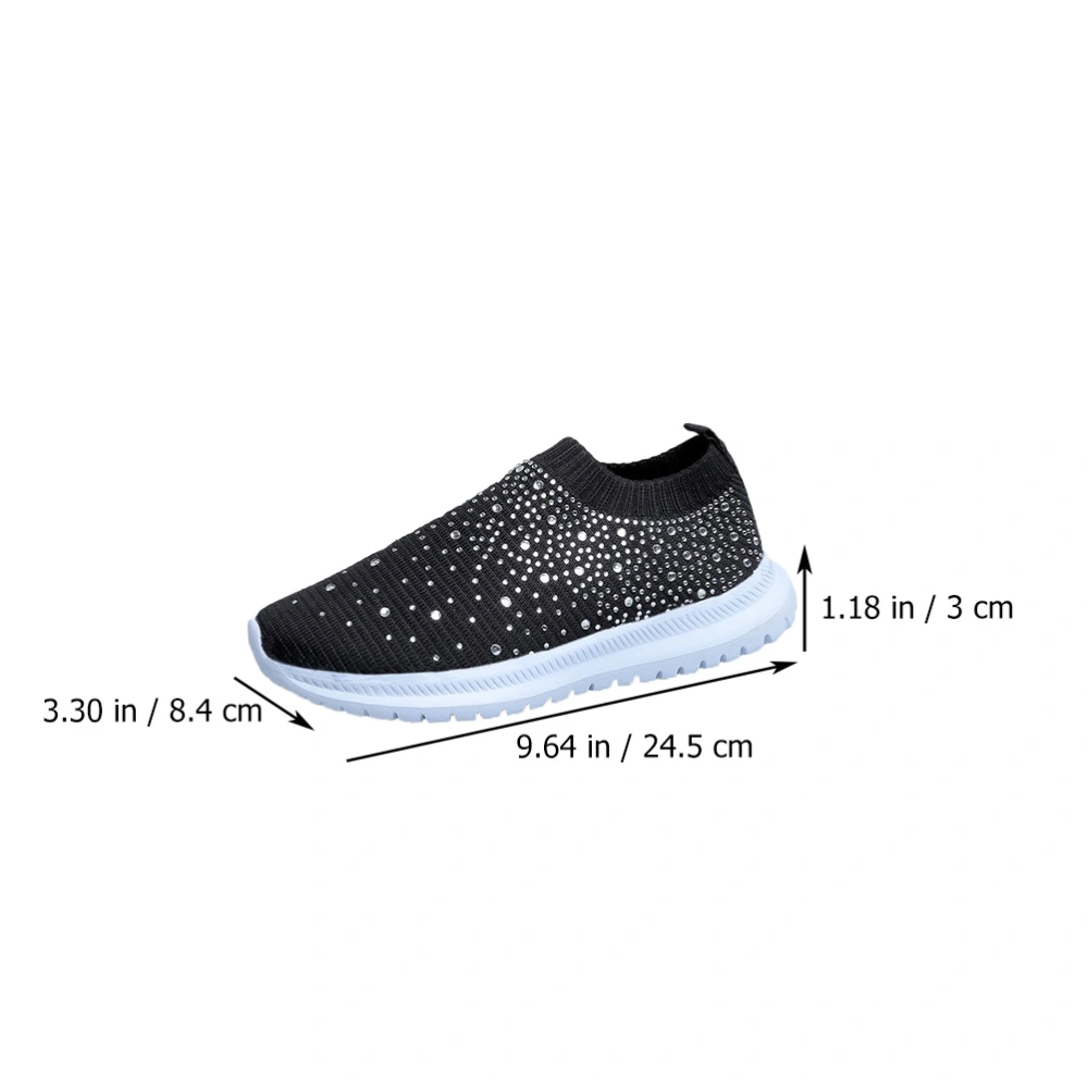 1Pair Women Rhinestone Shoes Breathable Fashion Shoes Simple Sports Shoes