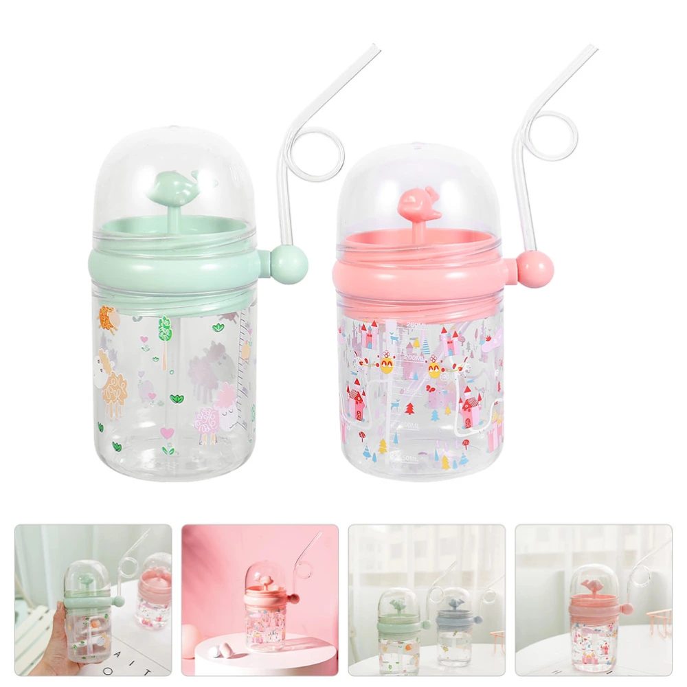 2Pcs Kids Whale Spray Drinking Cups with Straw Children Straw Water Cups (Assorted Color)