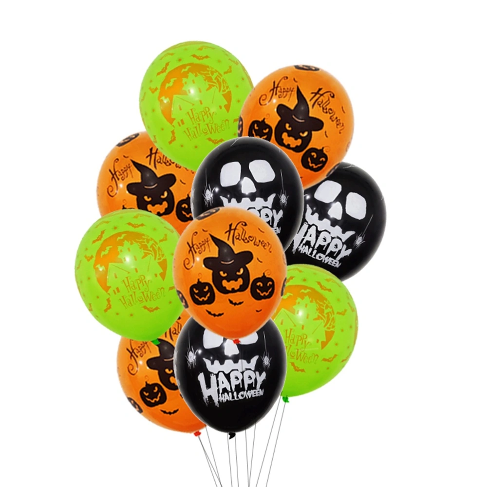 100pcs Halloween Latex Balloons Spooky Creepy Pumpkin Bats Assorted Decorative Balloons 12inch