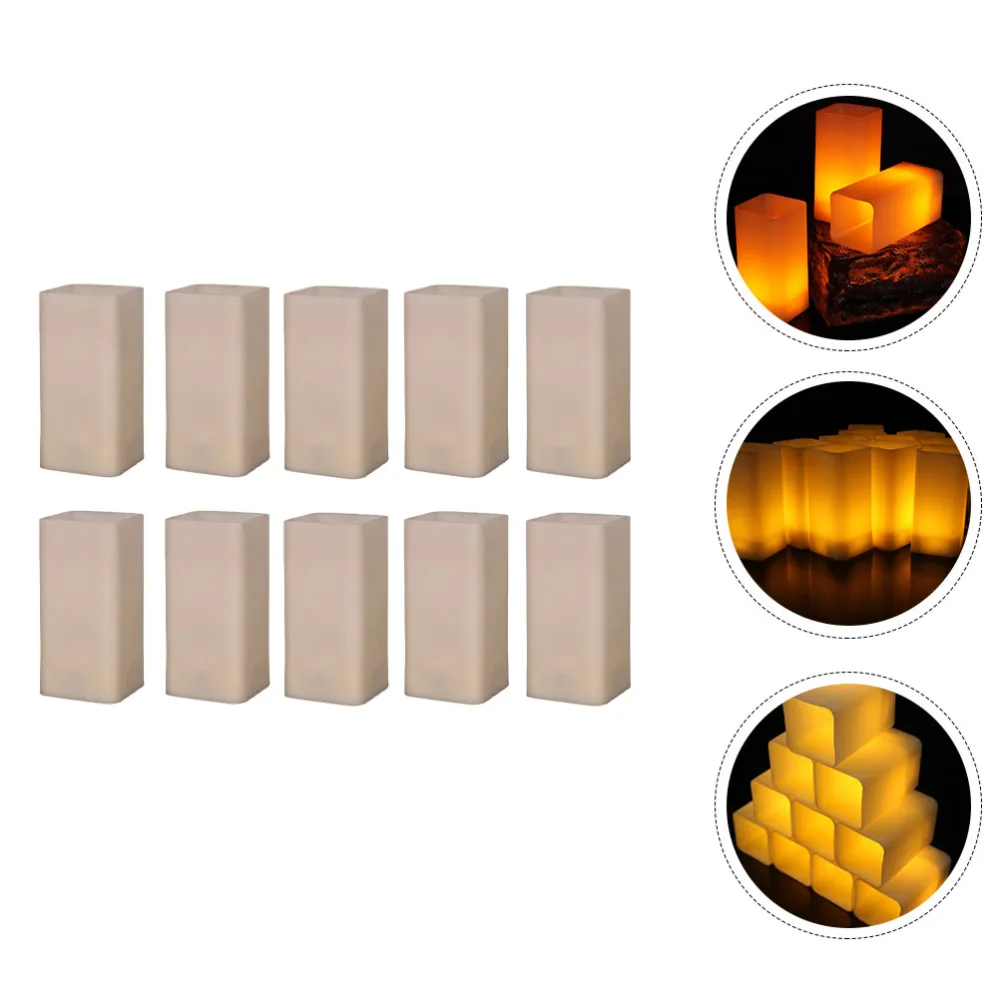 12pcs Simple Candle Lights Square Shape Lights LED Night Lights Durable Lights