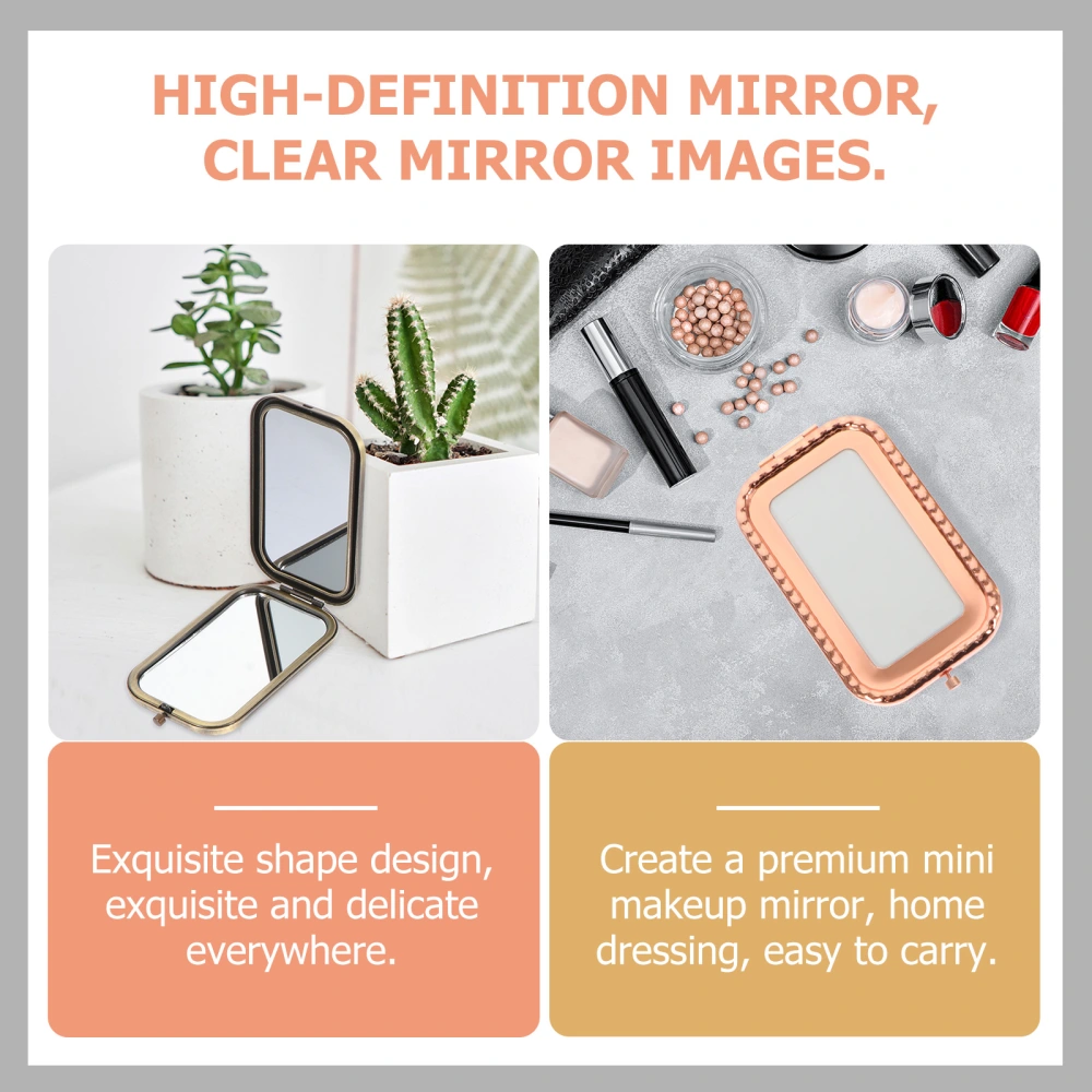 3PCS Double-sided Makeup Mirrors Foldable Carry Mirrors Rectangular Portable Mirrors