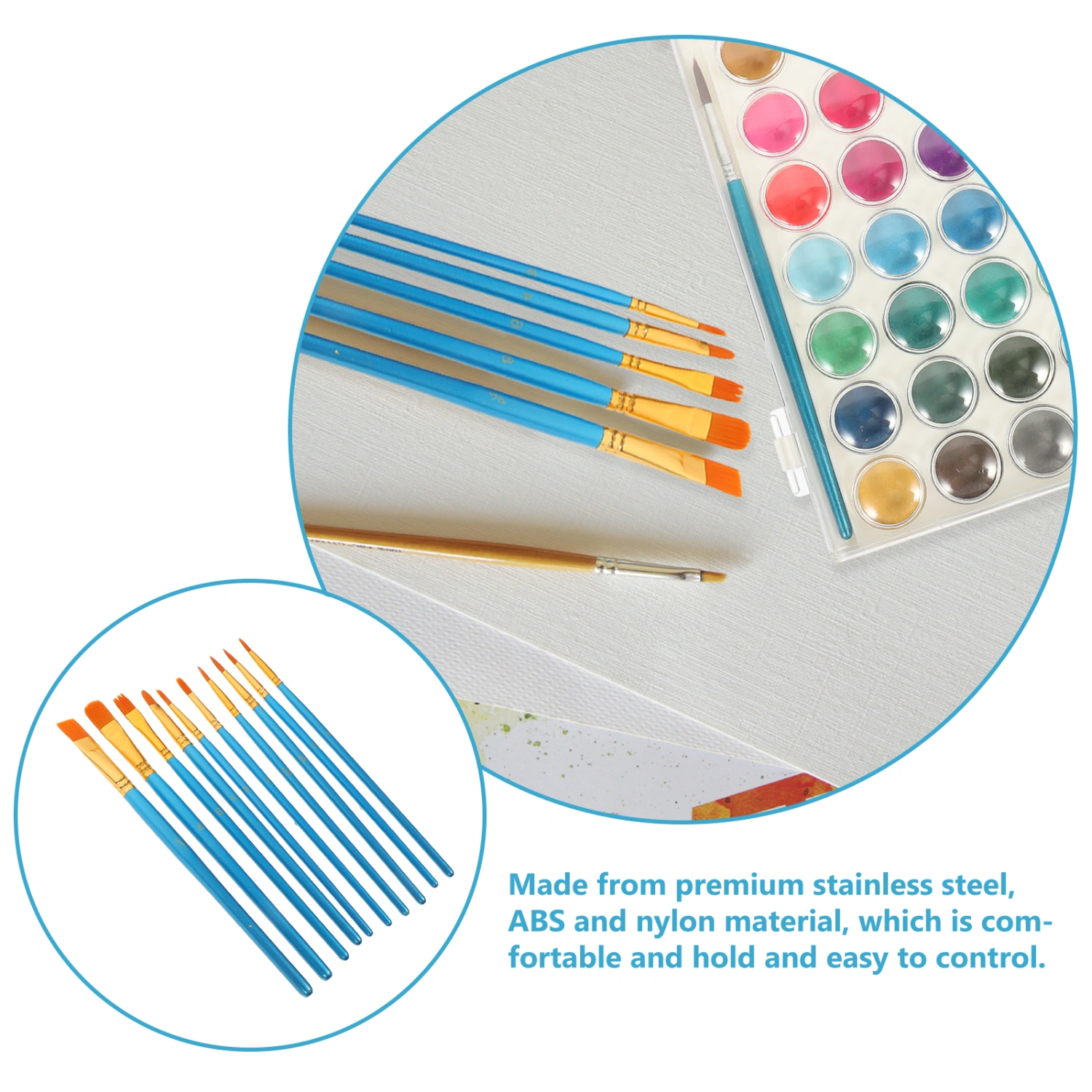 1 Set of Portable Painting Brushes Watercolor Painting Kit Pigment Mixing Plate Drawing Supplies