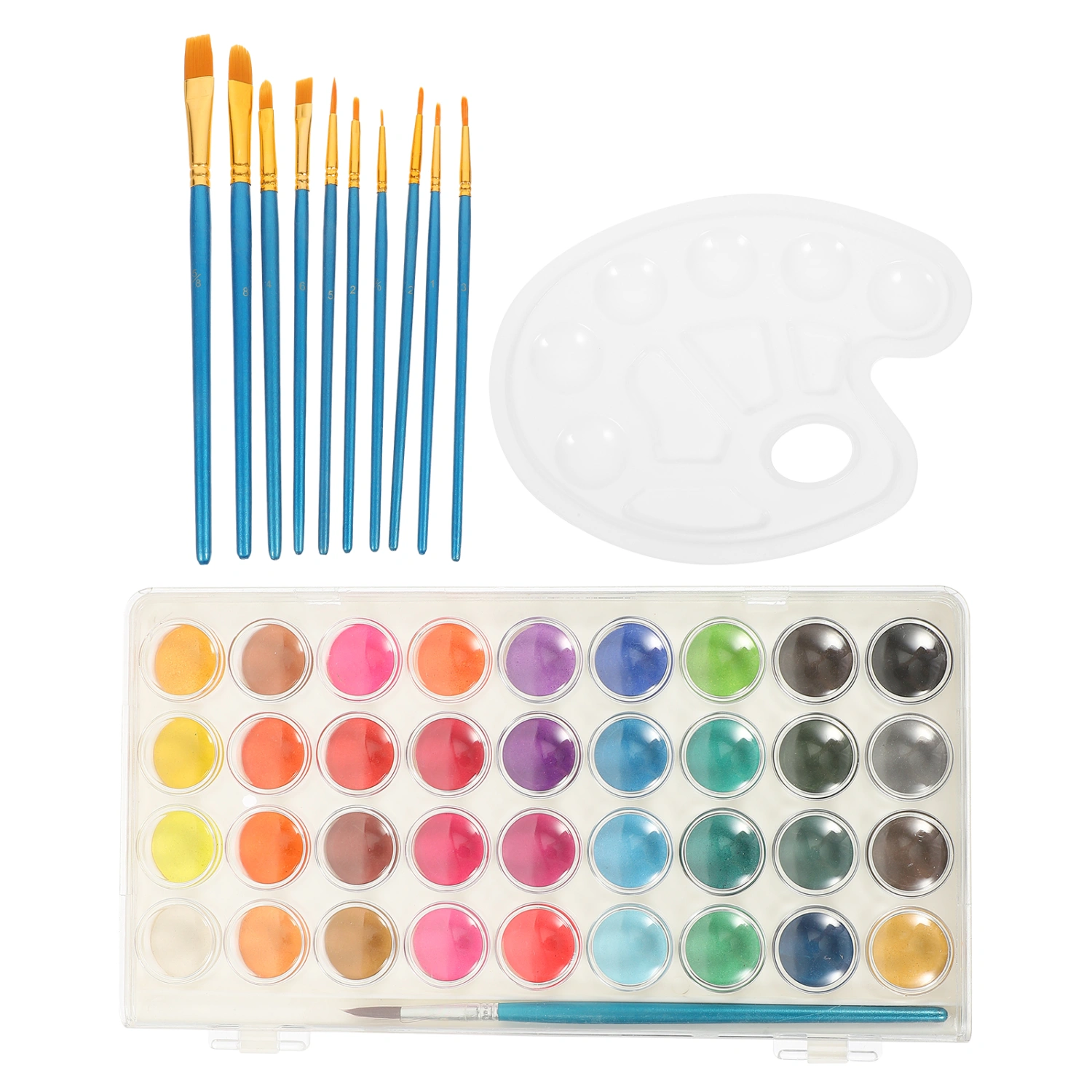 1 Set of Portable Painting Brushes Watercolor Painting Kit Pigment Mixing Plate Drawing Supplies