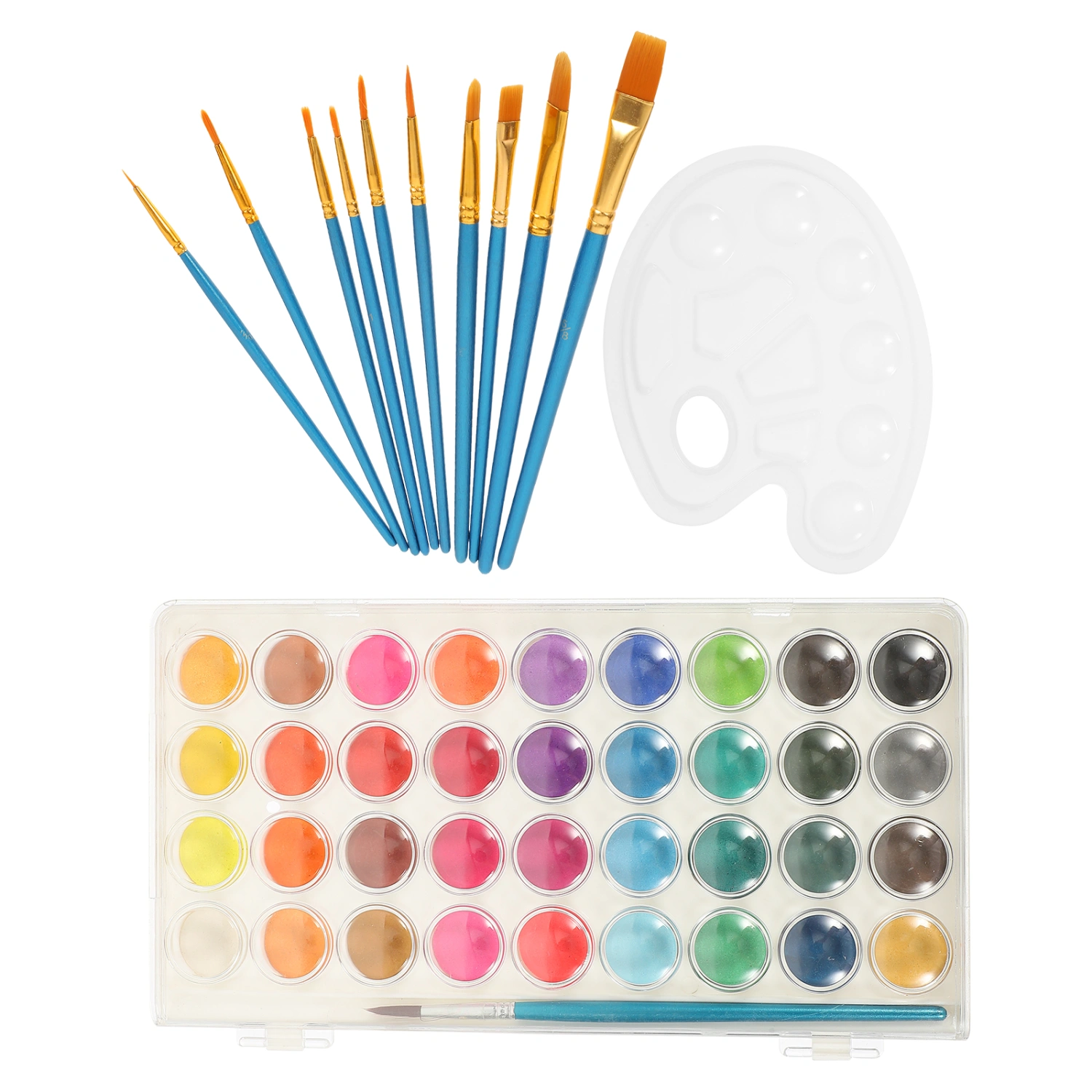 1 Set of Portable Painting Brushes Watercolor Painting Kit Pigment Mixing Plate Drawing Supplies