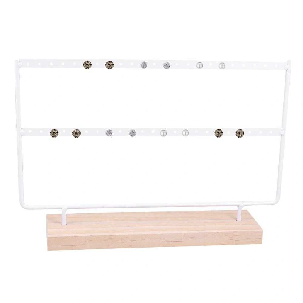 Portable Earring Display Rack DIY Ornament Iron Art Jewelry Storage Rack Model Earrings Necklace Display Stand (White)