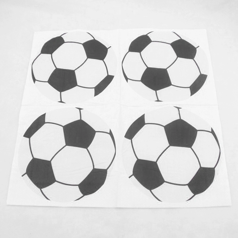 80pcs Black and White Ball Printed Football Paper Napkin for Party Tissue Dinner Napkins Supply Party Decoration