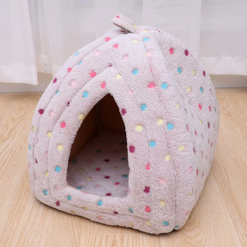 Triangular Dog House Puppy Teddy Mongolian Yurts Cats Tents Kennel Nest For Small Medium Pets Bed Sleeping Bag Pet Supplies (Coffee)