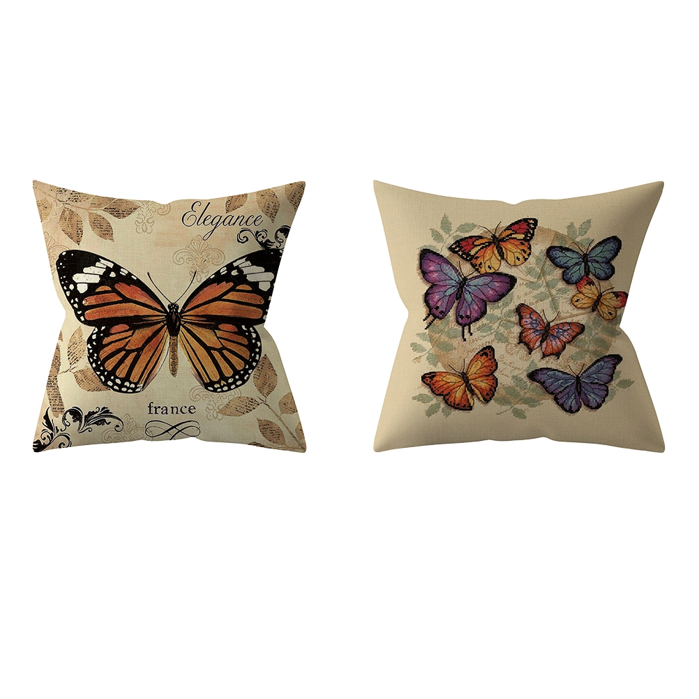 4 Pcs Retro Pillow Cases Pillow Covers Linen Cushion Protectors Home Decorations