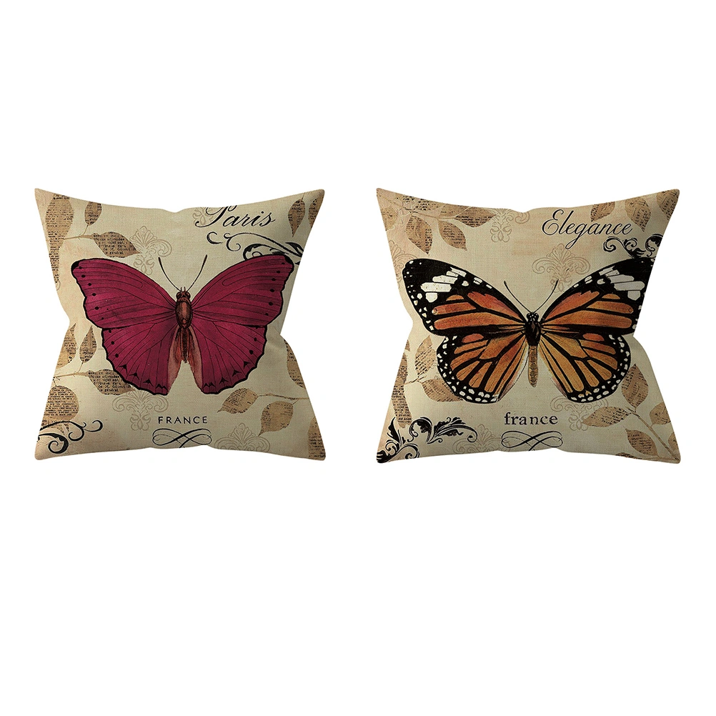 4 Pcs Retro Pillow Cases Pillow Covers Linen Cushion Protectors Home Decorations
