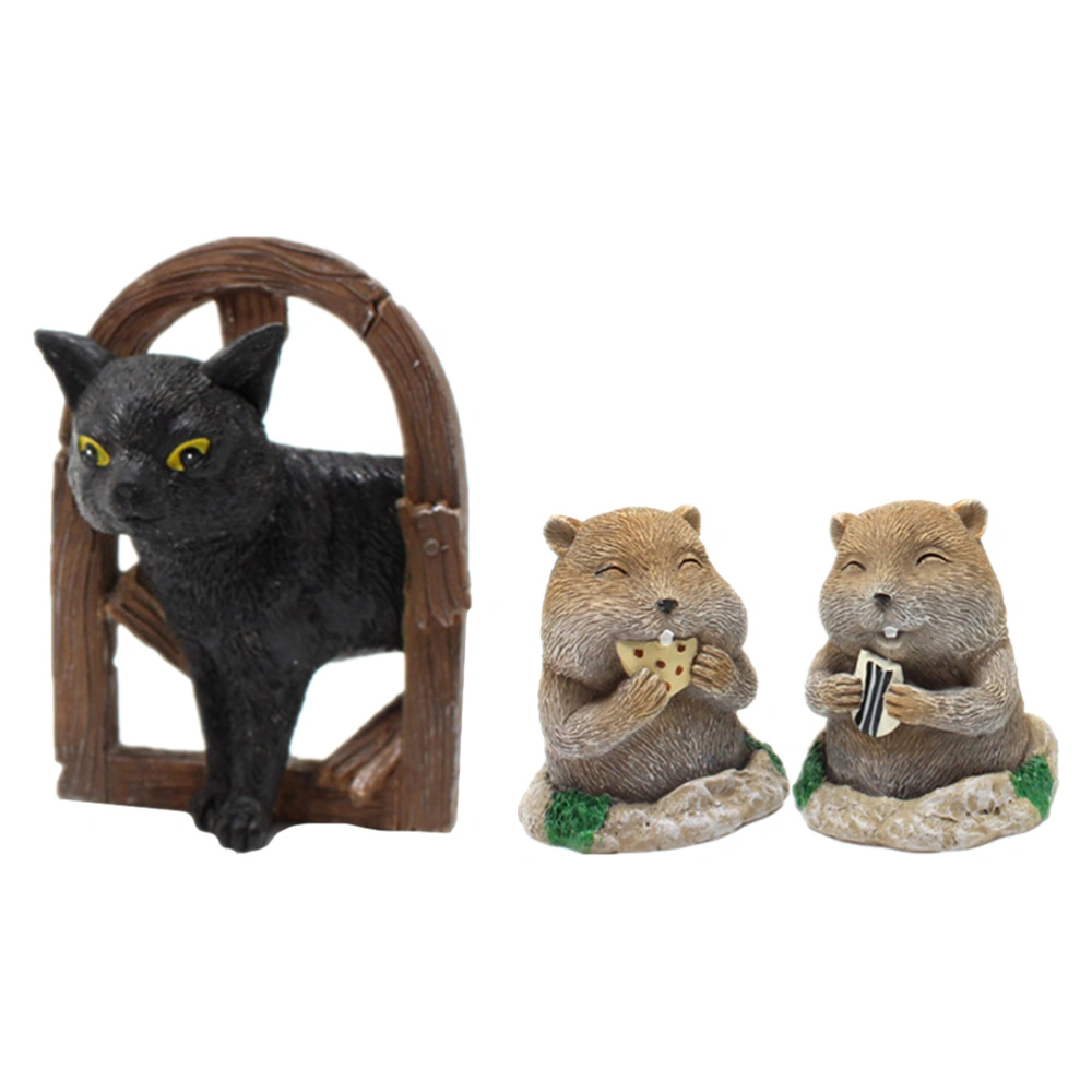 3Pcs Decorative Gopher Craft Outdoor Resin Gopher Adornment Garden Decoration