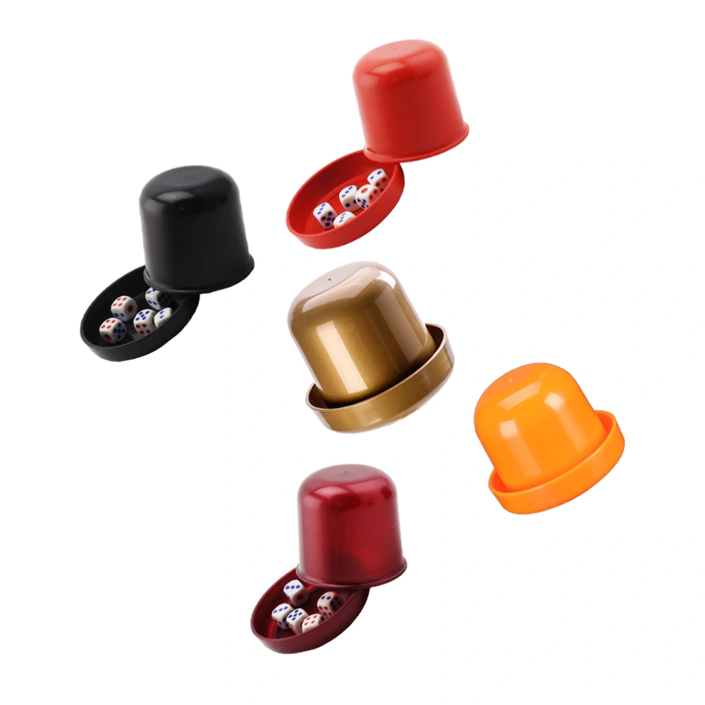 5 Sets of Thicken Dice Cup KTV Bar Dice Cup Anti-Cheating Dice Box KTV Funny Game with 5 Dices (Black, Red, Orange, Golden, Pearl Color)