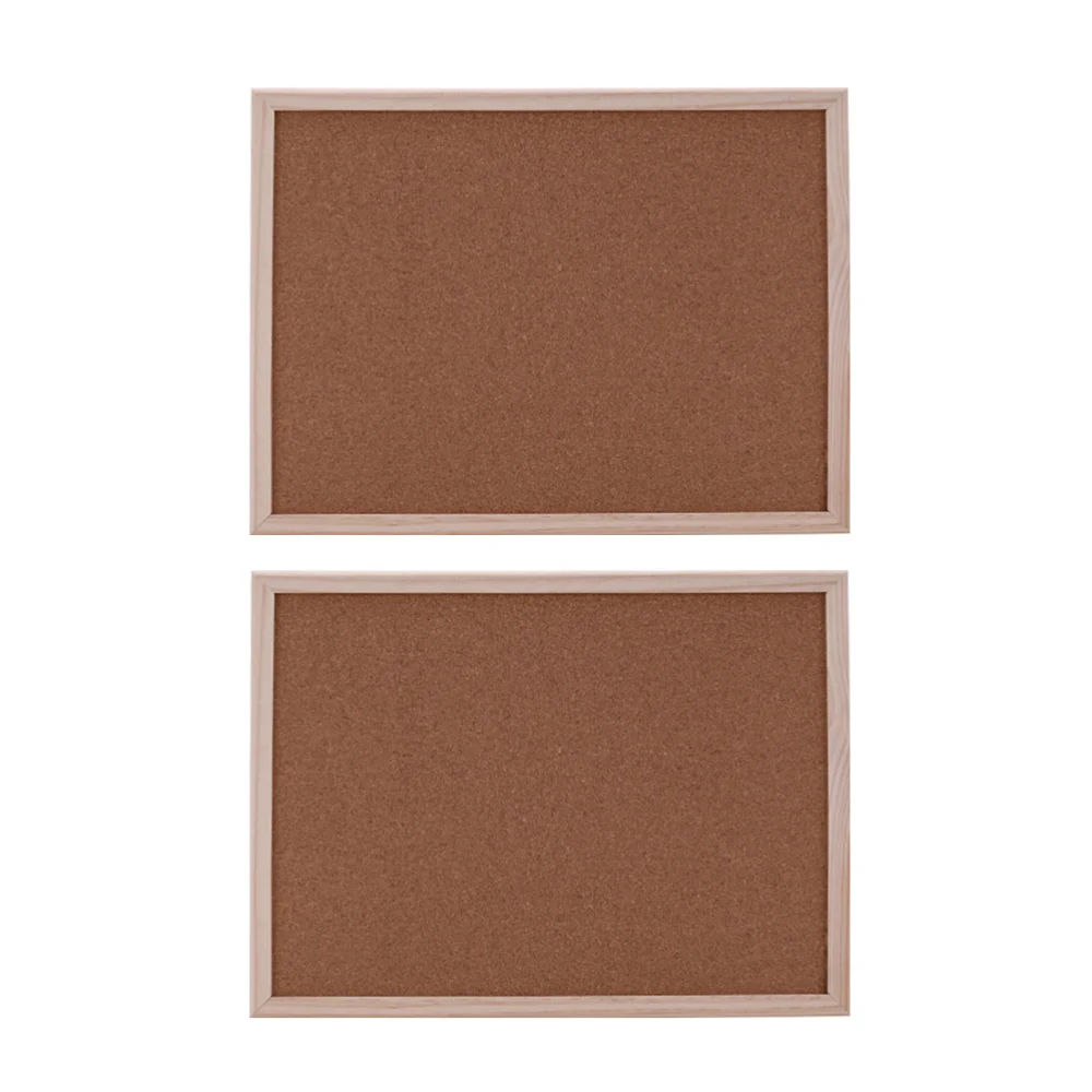 2 Pcs Portable Cork Board Wood Message Note Board Hanging Bulletin Board for Office School Supplies