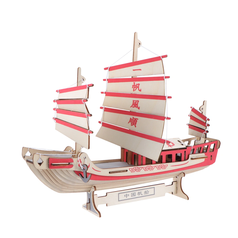 DIY Puzzles Kit 3D Wooden Sailboat Assembly Jigsaw Educational Woodcraft Toys Simulation Model for Boys Children