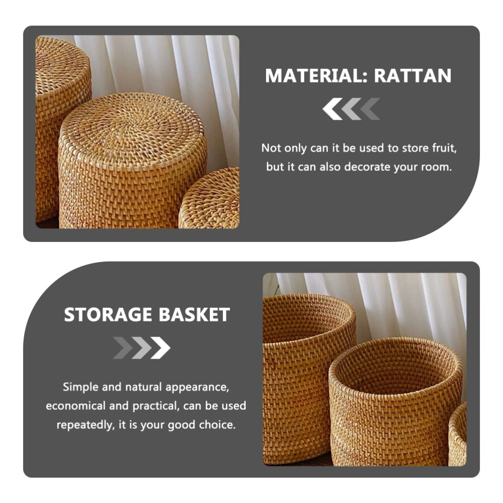 Imitated Rattan Basket Bread Storage Basket Round Vegetable Fruit Basket