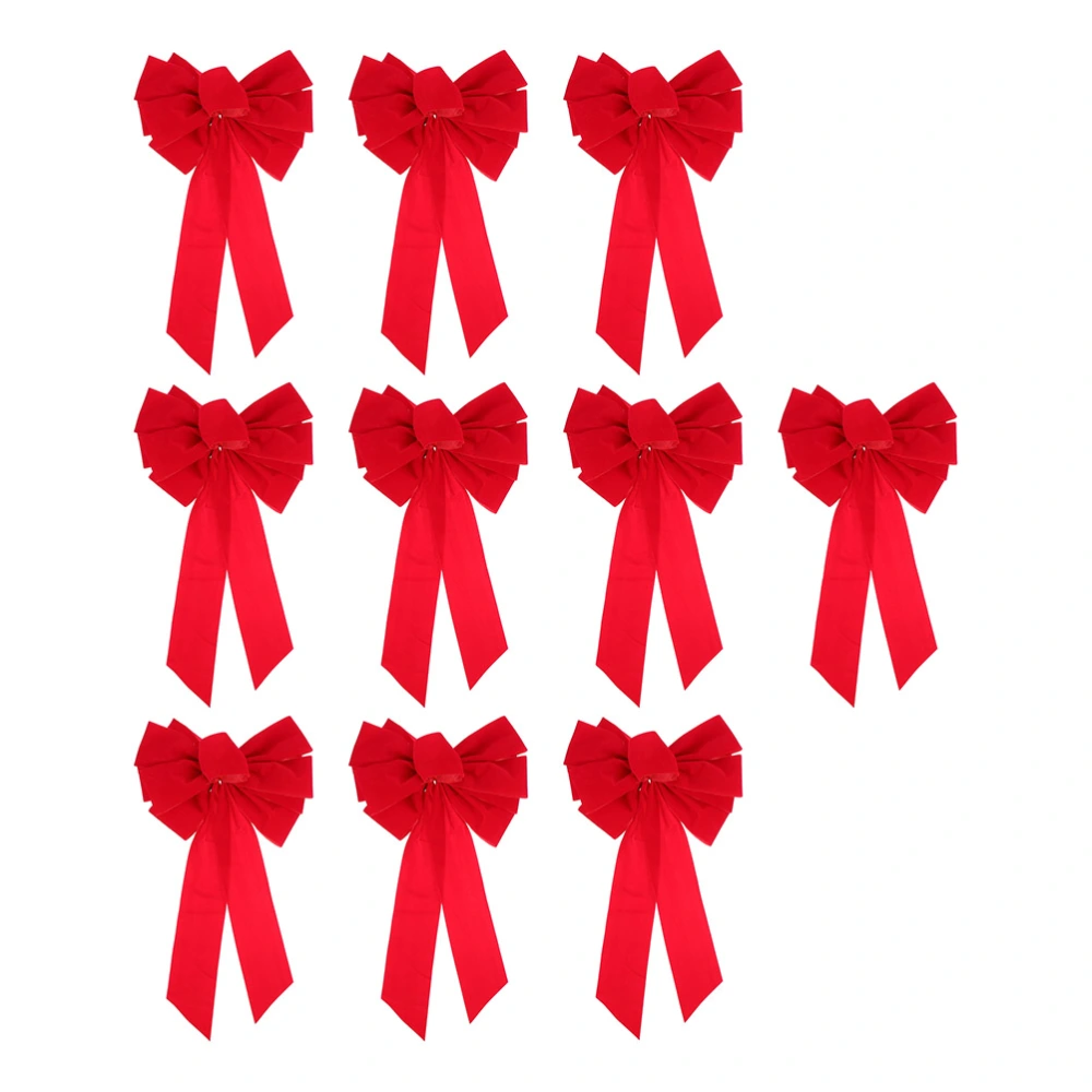 10 Pcs Christmas Bowknot Ornament Xmas Tree Bow Decor Party Scene Layout Decor