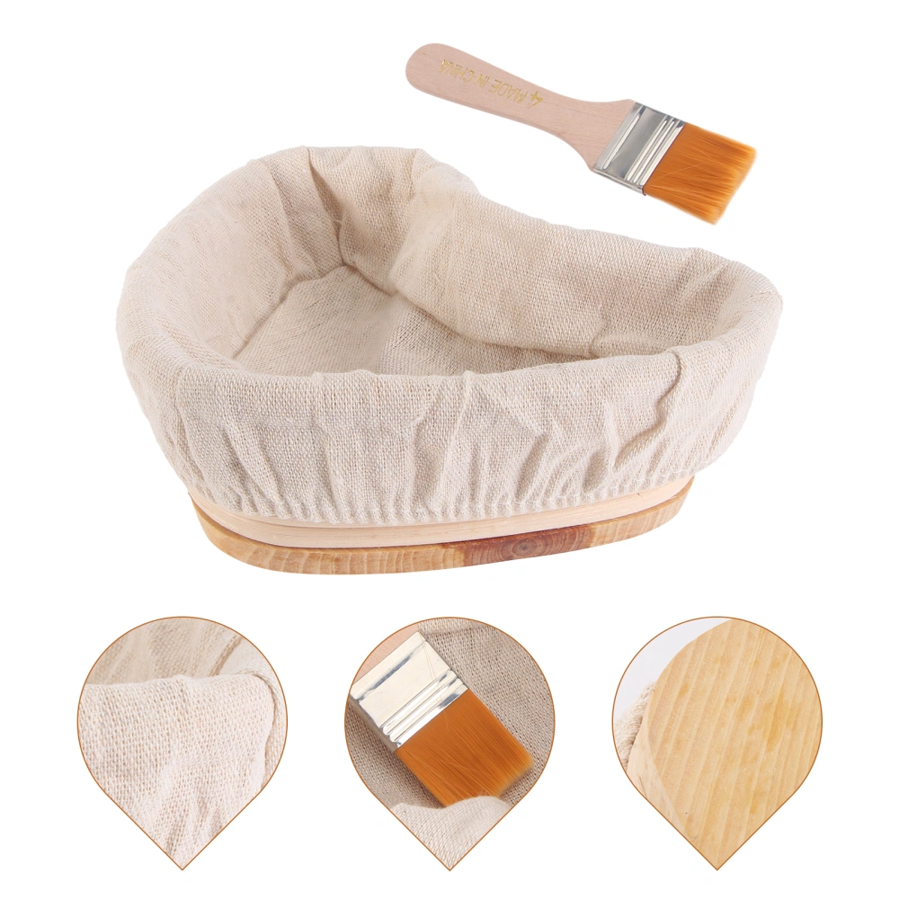 1 Set of Bread Fermentation Basket Proofing Baking Dough Bowl Brush Set (Khaki)