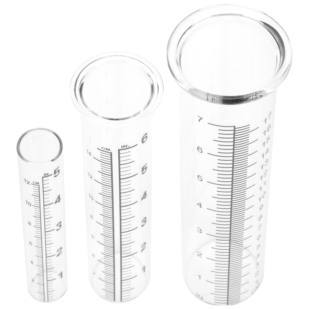 3Pcs Professional Rain Gauge Tube Practical Glass Rain Measuring Cylinder