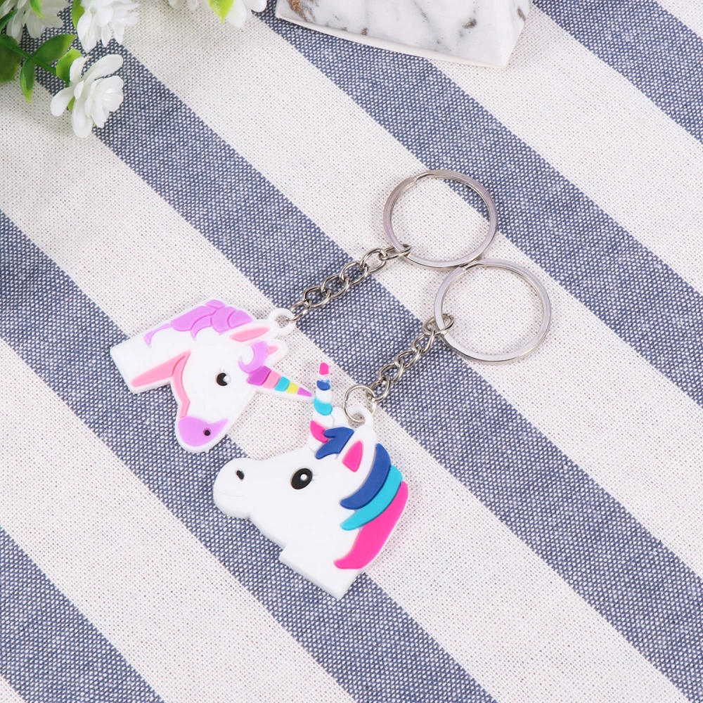 48 Pcs Cartoon Unicorn Key Ring Unicorn Keychains PVC Flexible Glue Keychains Key Decoration Favors Mixed Style