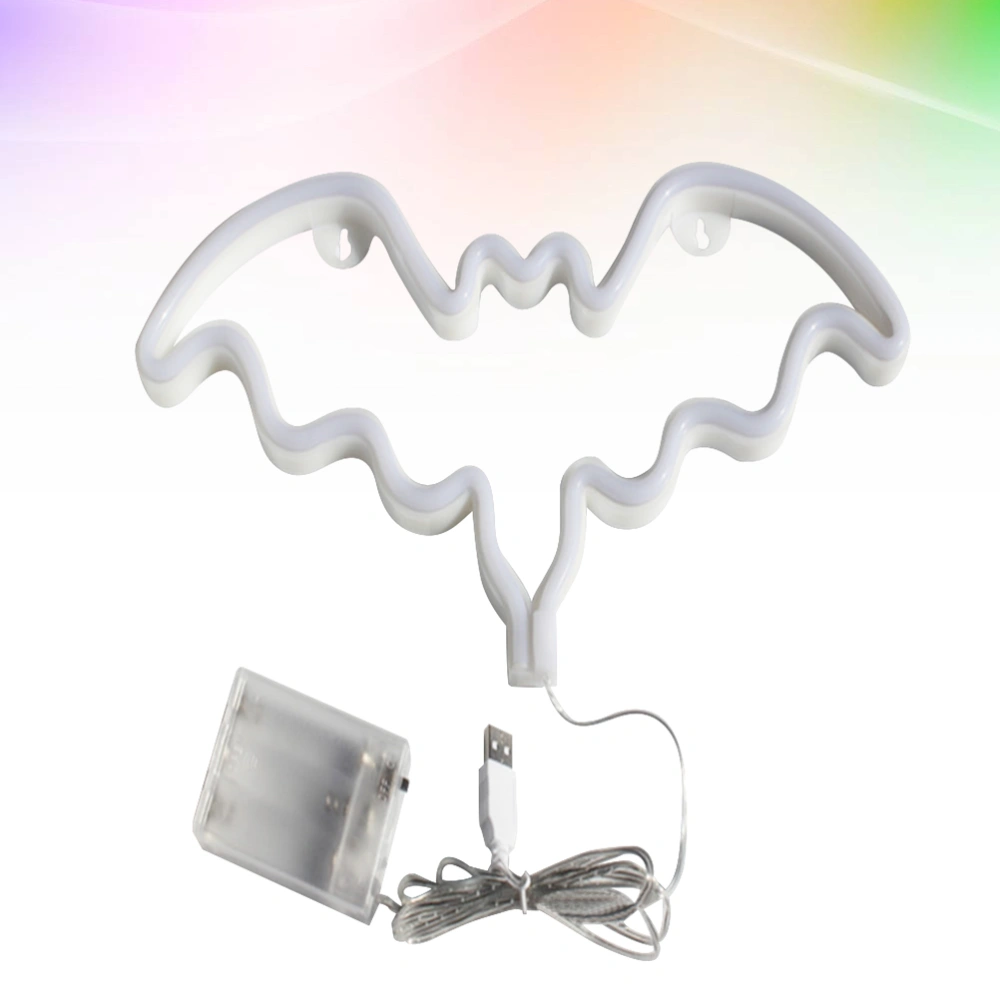 LED Bat Shaped Neon Lamp Room Decor ins Girl Bedroom Neon Light Night Light Wall Decoration Lamp Dual-use Not Included Battery