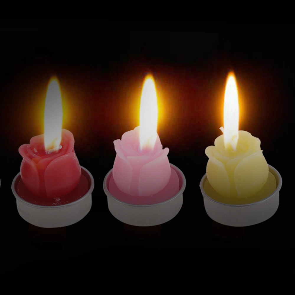 12 Pcs Smokeless Aromatherapy Craft Candle Simulation Fleshy Small Size Plant Rose Candle Party Decoration Mixed Color