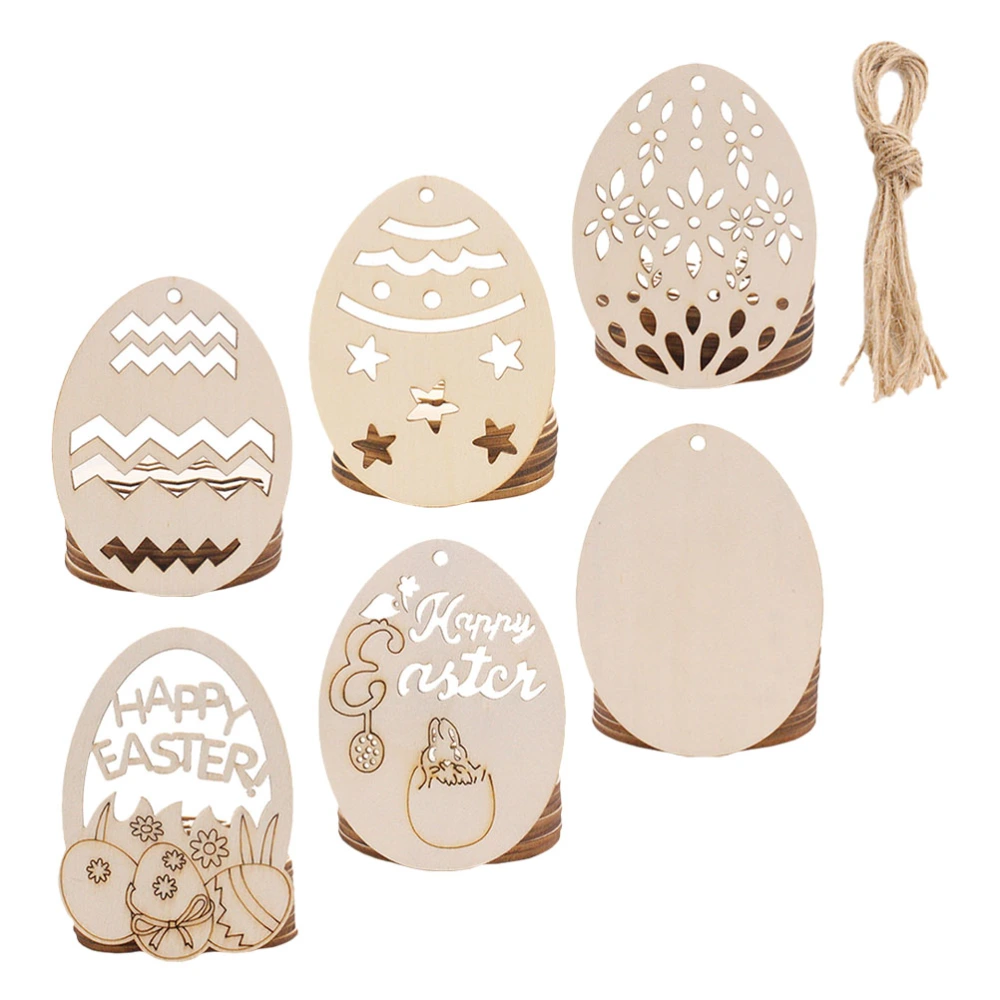 6 Sets of Unfinished Easter Wood Slices DIY Easter Egg Tags Wood Slices Festival Decor