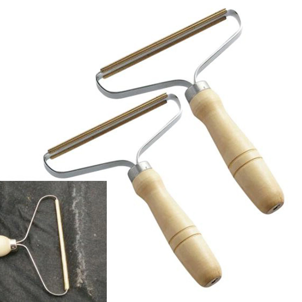 4pcs Lint Remover Manual Sweater Defuzzer Clothes Fuzz Shaver Wooden Handle Lint Trimmer