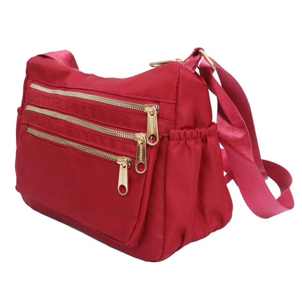 1pc Nylon Shoulder Bag Crossbody Bag Simple Leisure for Women Lady (Red)