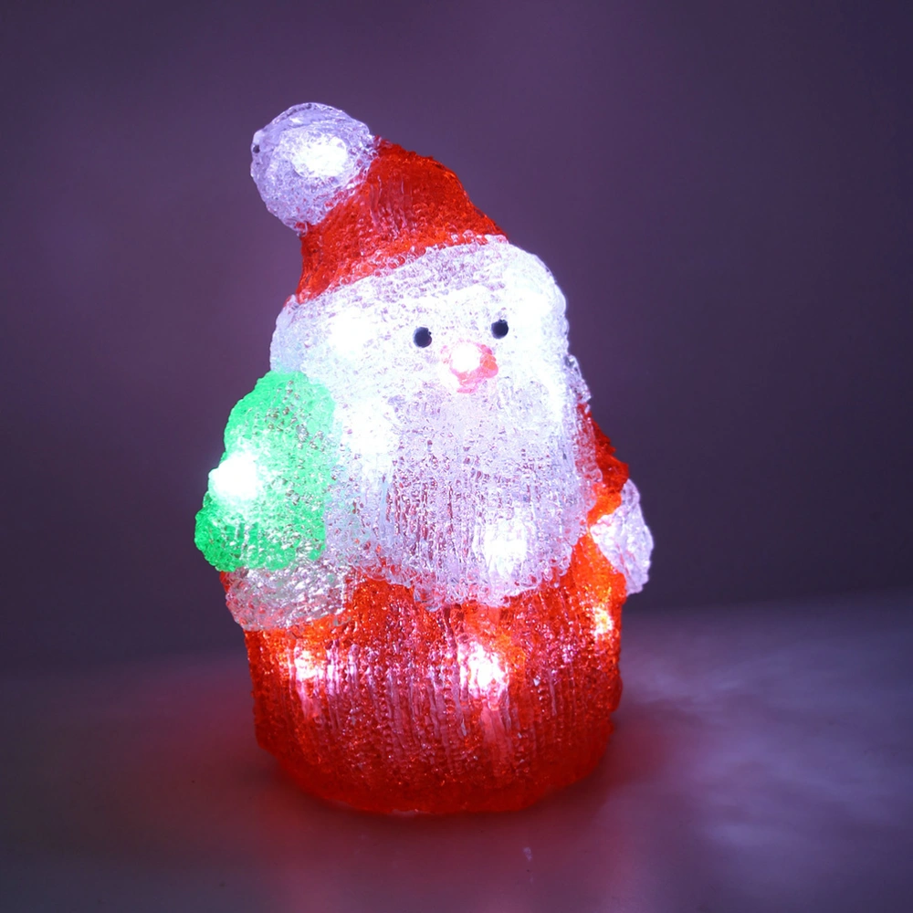 Mini 3D Acrylic Decorative Lights Santa LED Lights Christmas Lamp Ornament Without Battery Size M