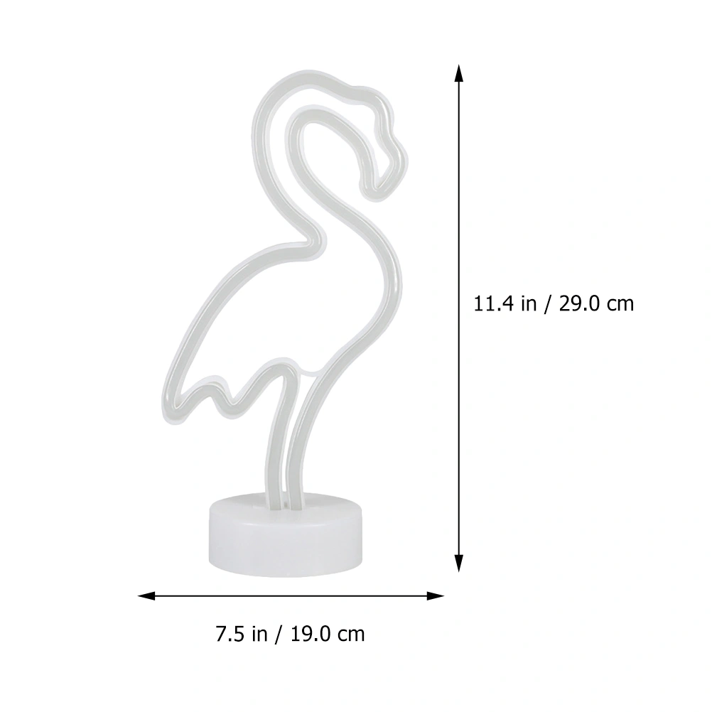 Nordic Style Night Light Desktop LED Flamingo Shaped Neon Light without Battery