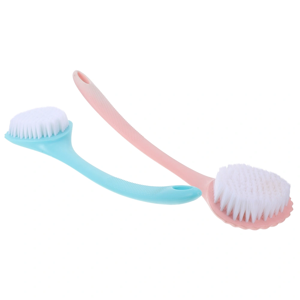 2Pcs Long Handle Bathing Brushes Adult Back Cleaning Brushes (Assorted Color)