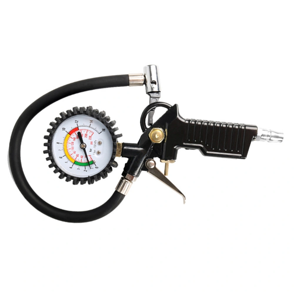 Max 220 Psi Mechanical Tire Pressure Gauge With Rubber Tube For Automobile Tire